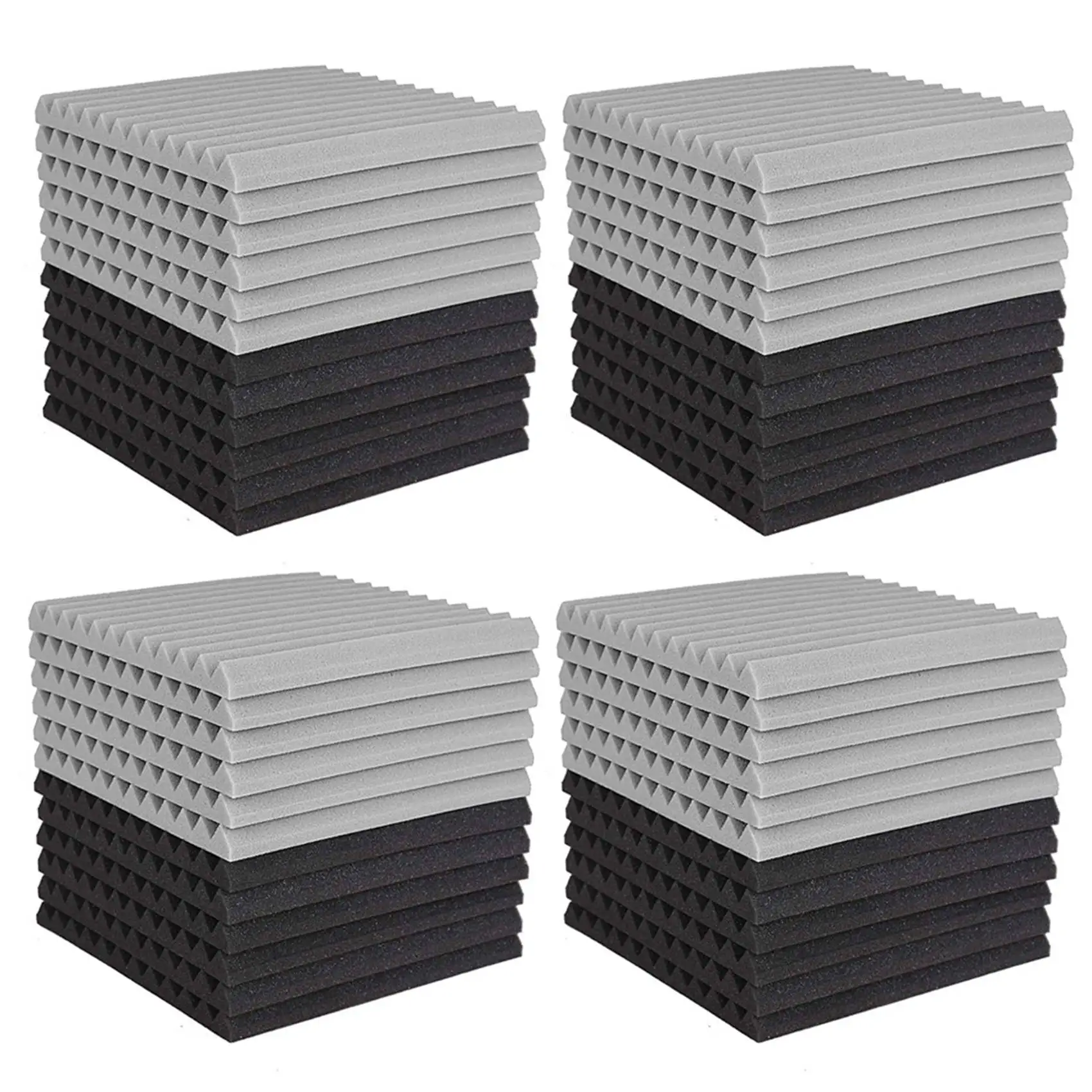 PZHI-48 Pcs Acoustic Foam Board,Studio Wedge Tile,Acoustic Foam Soundproof Pyramid Studio Treatment Wall Panel 2.5X30x30cm