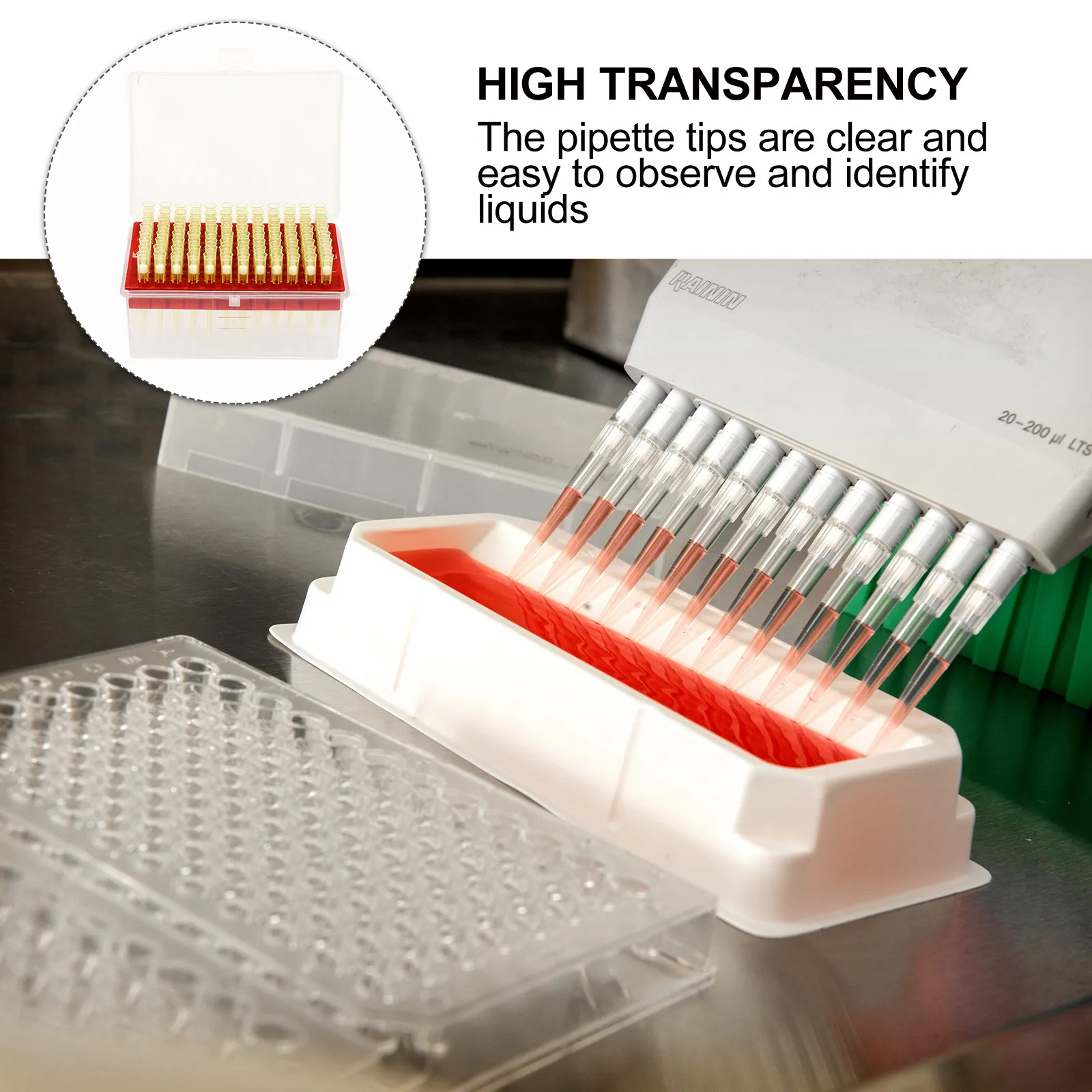 

96Pcs Disposable Filter Pipette Tips 200Ul Clear Plastic for Scientific Experiments Easy Liquid Identification Lab Grade