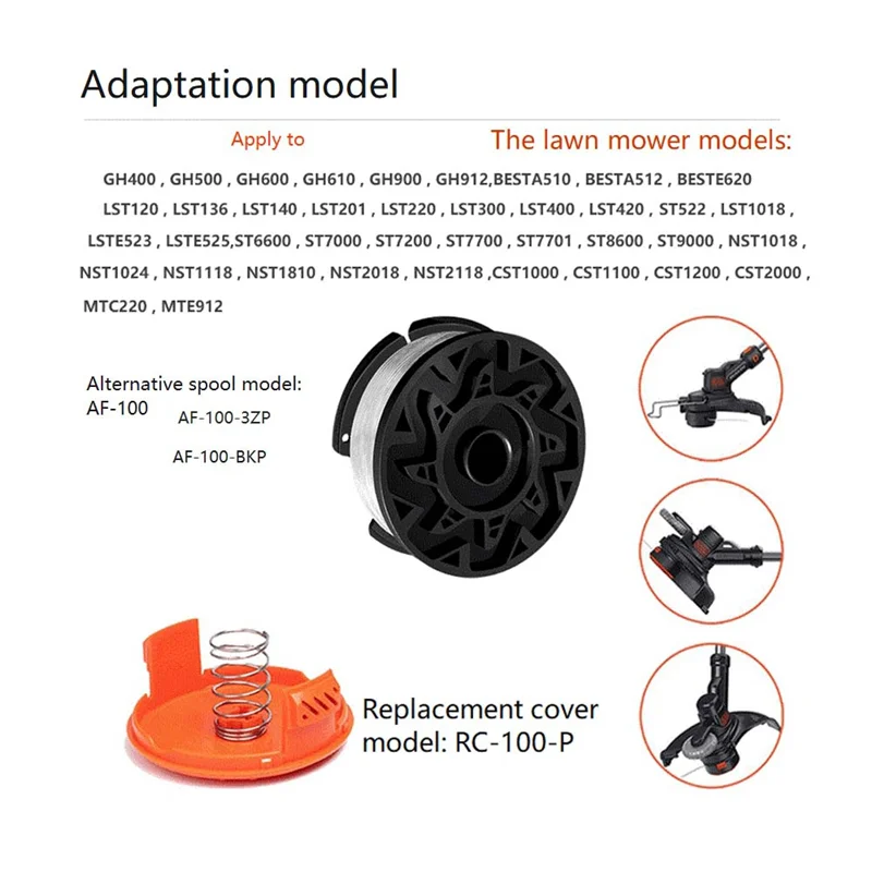 Spool para Black Decker, Weed Eater, String Trimmers, AF-100-3ZP