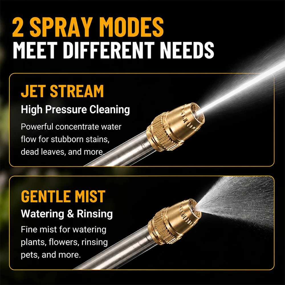 High pressure metal water gun set suitable for garden, gardening, courtyard watering, durable multifunctional water gun