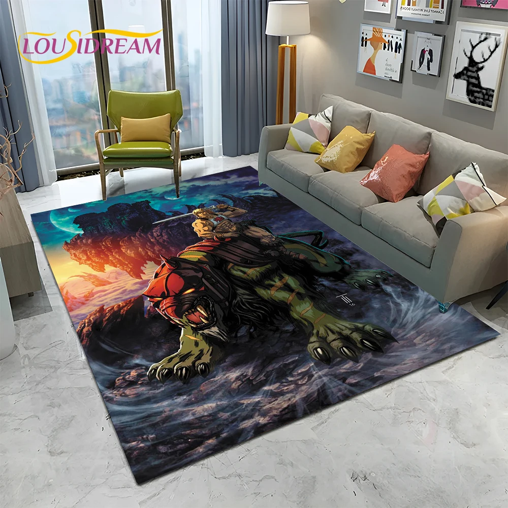 3D Retro Cartoon He Man Masters of Universe Carpet Rug for Home Living Room Bedroom Sofa Doormat Decor,kid Area Rug Non-slip Mat