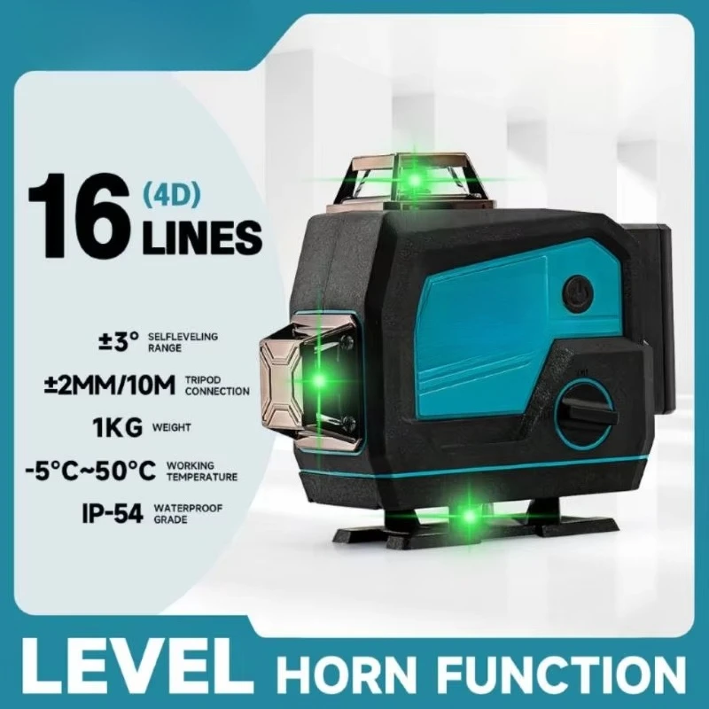 16回転式高品質360度建設用クロスラインレーザーレベルキット（三脚付き、IP54）