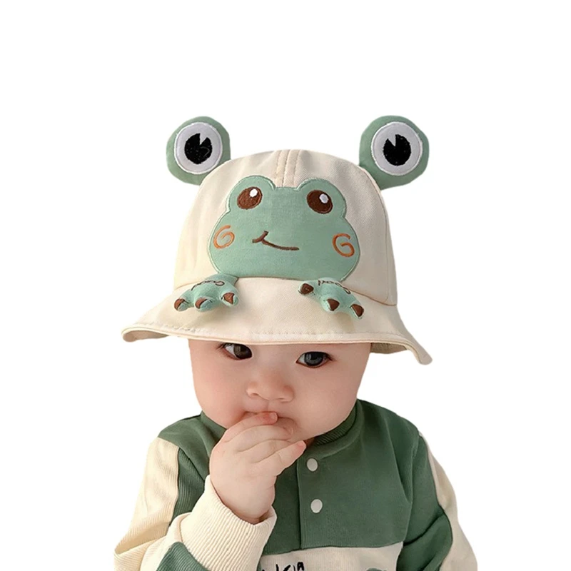 Cute Cartoon Printing Baby Bucket Hat With Ears Boy Girl Baby Cotton Bucket Hat Children Sunscreen Outdoor Caps Kids Caps 3-12M