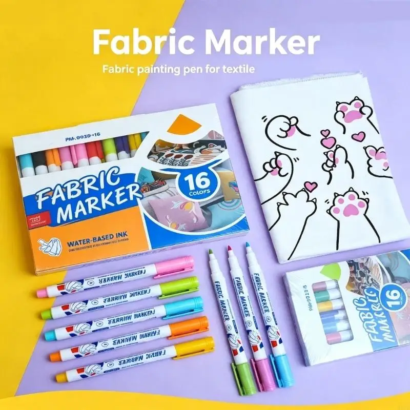 Fabric Marker Set Water Based Cloth Decorating Markers for Canvas Bags Shirts and School Art Projects, Boxed Shade Set H8WD