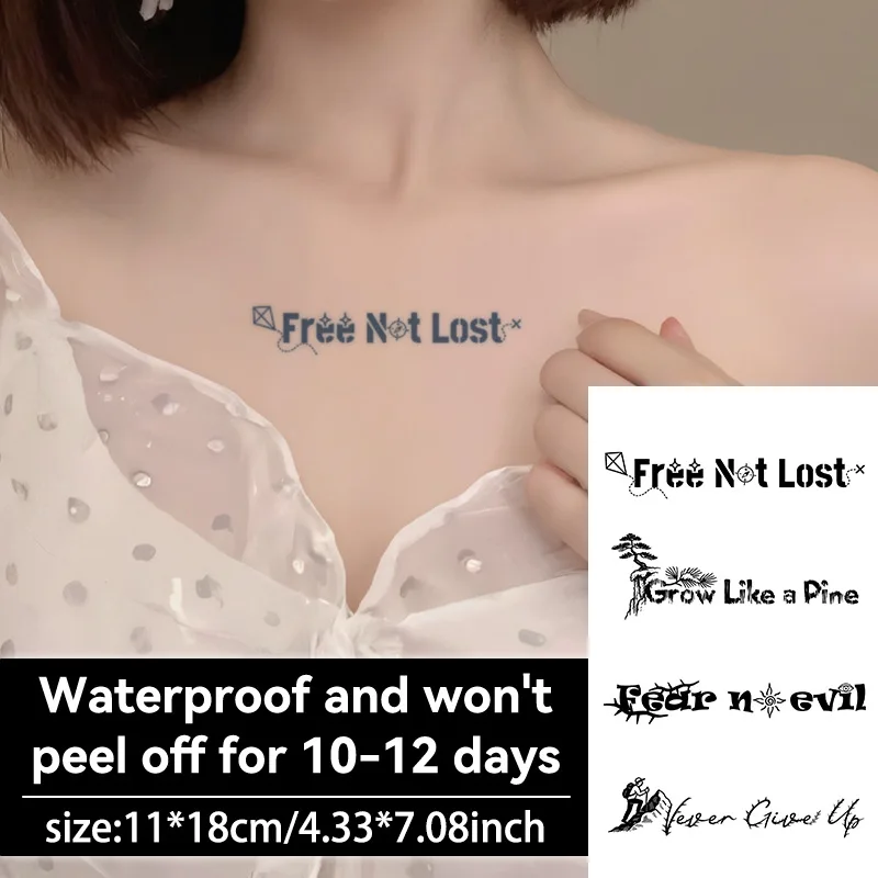 

Вдохновляющие английские татуировки с травяным соком, полупостоянные поддельные татуировки, оружие, сосна, альпинист, водонепроницаемые, для мужчин и женщин, искусство