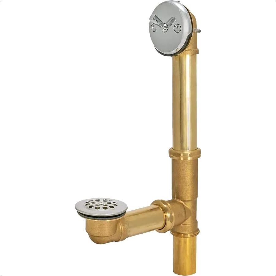 EZFLO 11 2 بوصة طقم تصريف نفايات الحمام والفائض من النحاس مع حواف مطلية بالكروم 35201