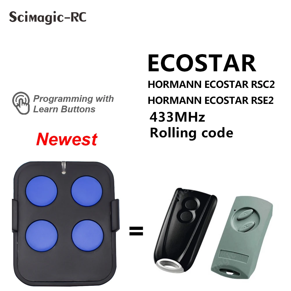 

1PCS Hormann Ecostar RSC2-433 RSE2-433 Mhz Transmitter Rolling Code Remote Control Opener Duplicator With Battery