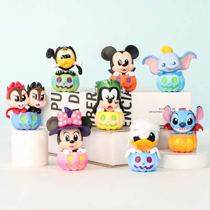 

8 шт./компл. Микки Маус и друзья тыква серии стежка Дональд Дак ПВХ модель Хэллоуин настольные украшения коллекция подарок