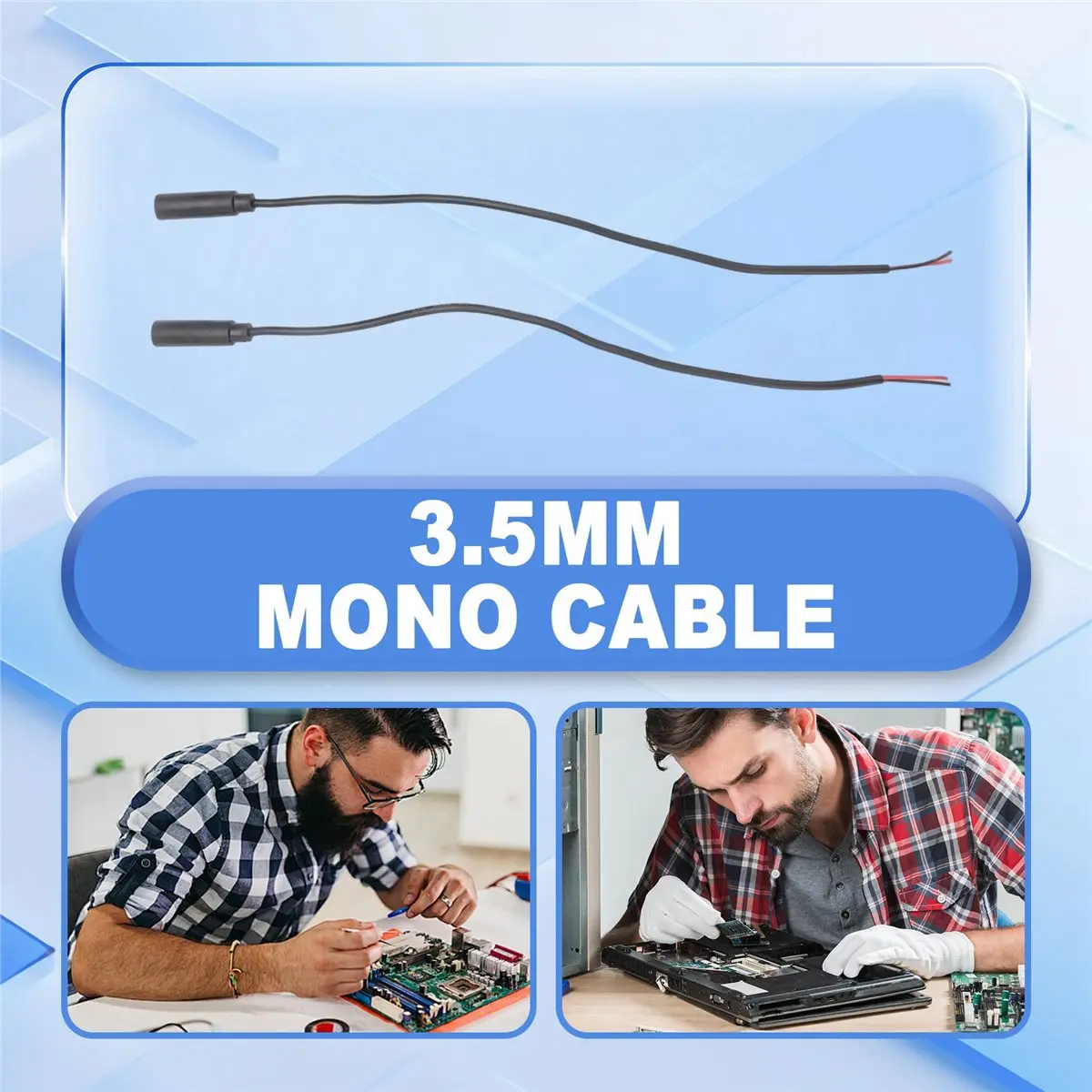 A64K 10Pcs Replacement 3.5mm Female Jack to Bare Wire Open End 2 Pole Mono 1/8 inch 3.5mm Jack Plug Connector Audio Cable