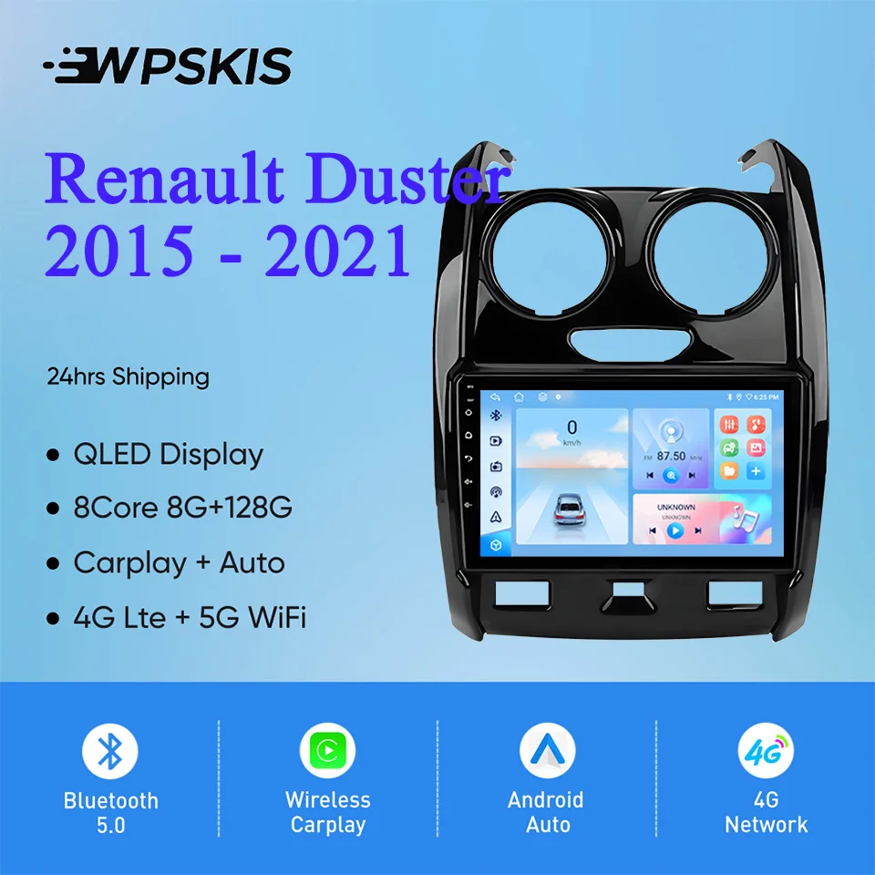 

Android 14 8G+128G Car Radio Multimedia Video Player GPS Navigation Head Unit HU For Renault Duster 2015 - 2020 Carplay Auto RDS