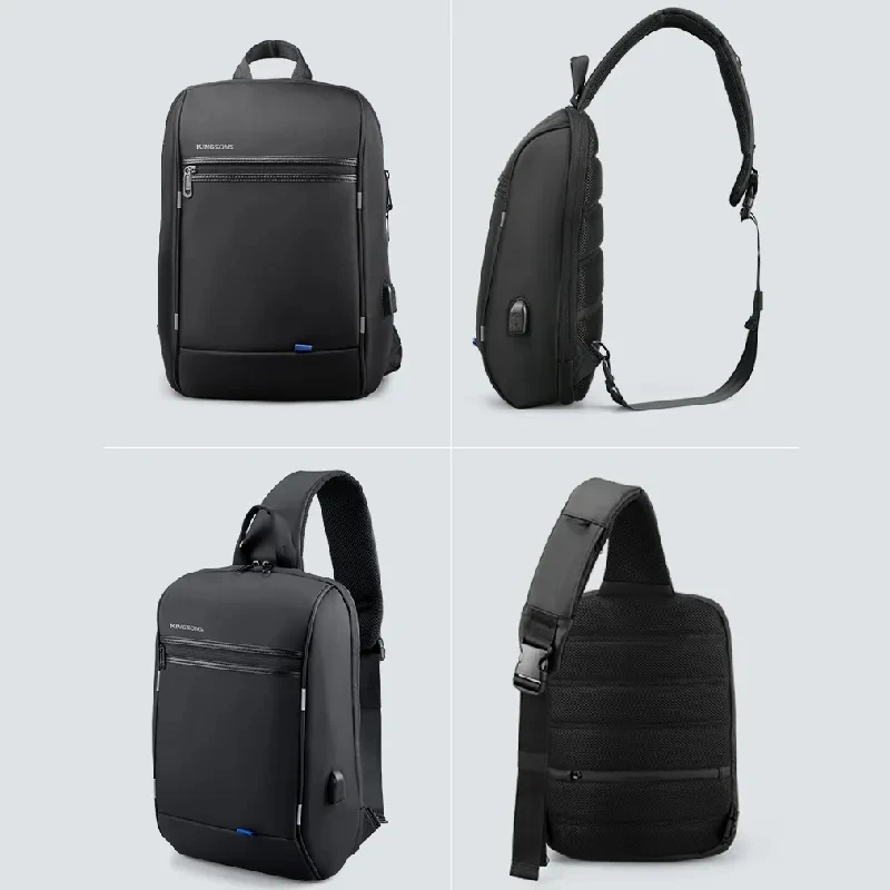 Kingsons tas Laptop 13.3 inci tas selempang bahu tunggal tas dada pria tas selempang kecil tahan air