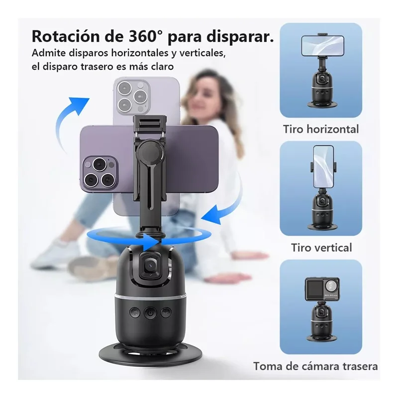 Smart Auto Face Tracking Desktop AI Gimbal for Smartphone & Action Camera 360 Rotation Follow Focus Vlog Kit, Option with Tripod