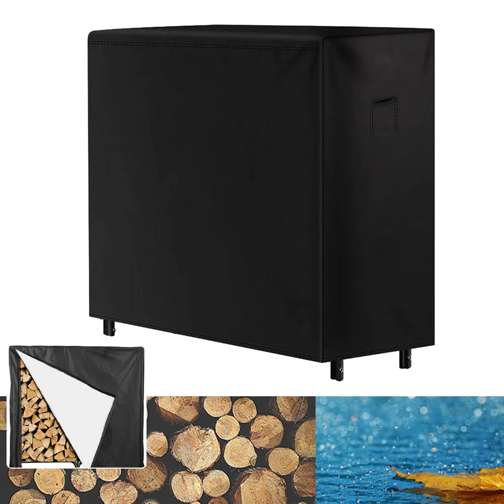 Waterproof Firewood Rack Cover 4inch Dustproof Oxford Cloth Removable With Handles 123x65x110cm Dual Air Vents