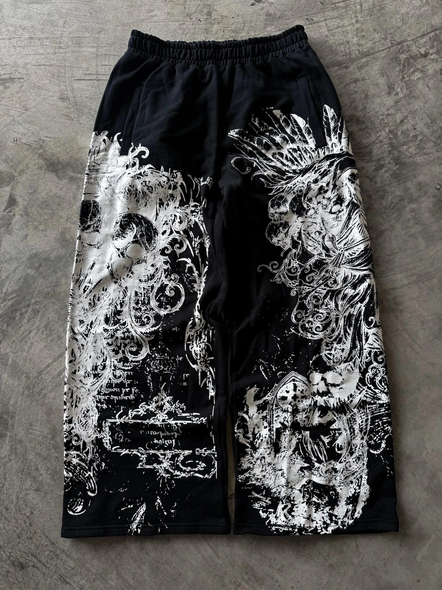 Black Skull Gothic Casual Pants Mens American Retro Punk Dark Jogging Pants Harajuku Trend Sweatpants