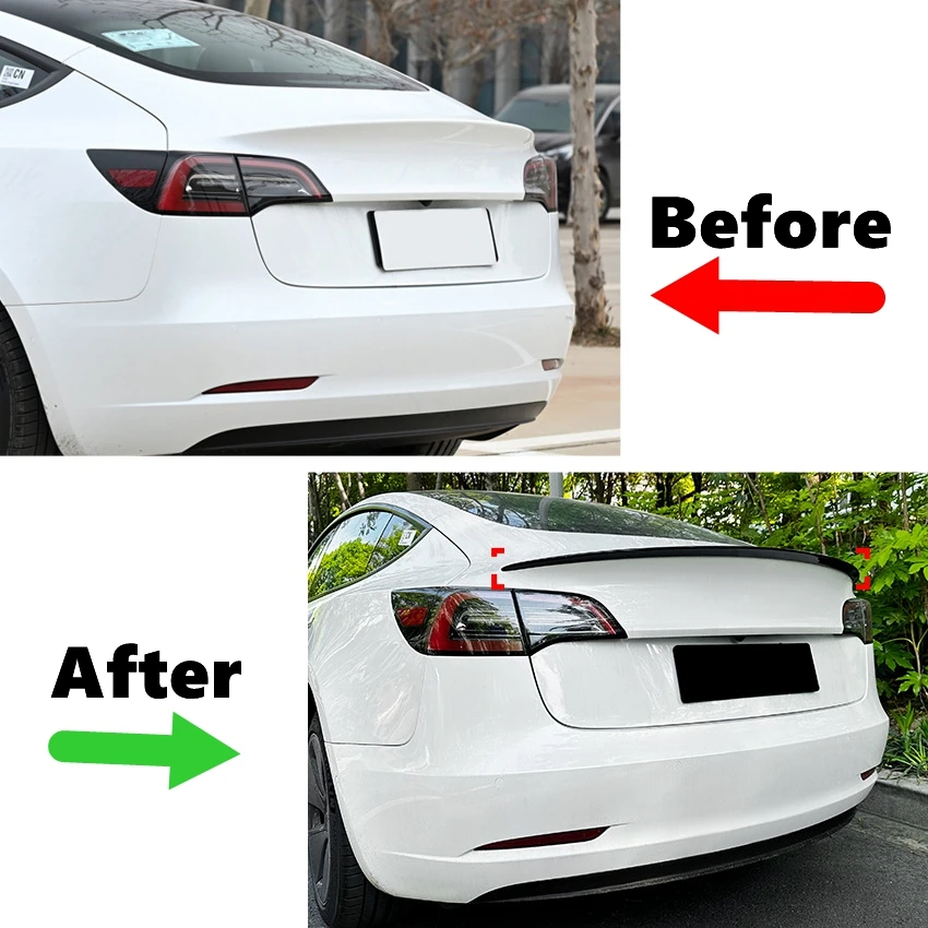 Rear Spoiler For Tesla Model 3 2017-2022 Car Rear Wing Trunk Spoiler Decklid Lid Trim Splitter Lip view 4