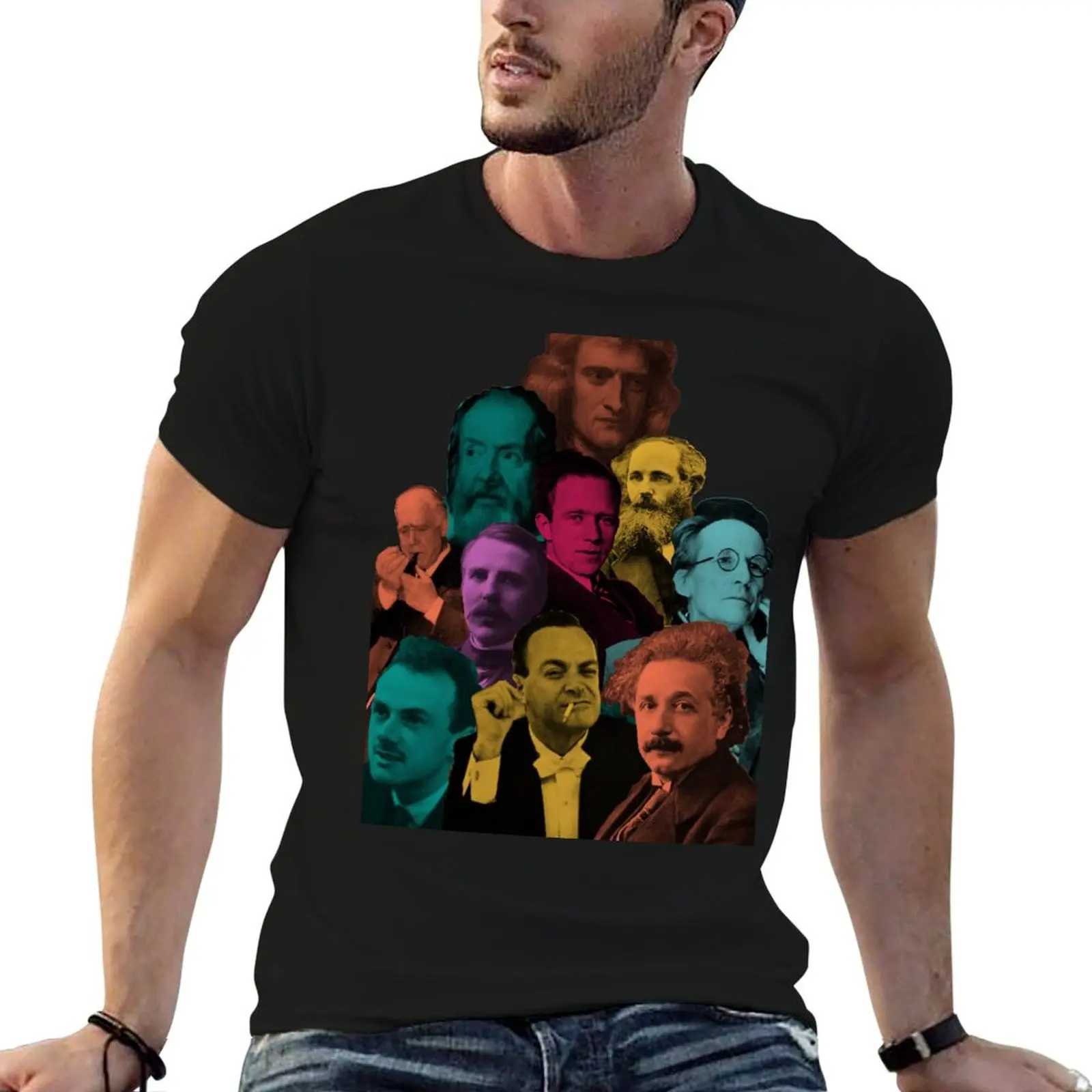 Most Renowned Physicists in one place (Mashup, collage) T-Shirt Work Wear Simple Tee Shirt