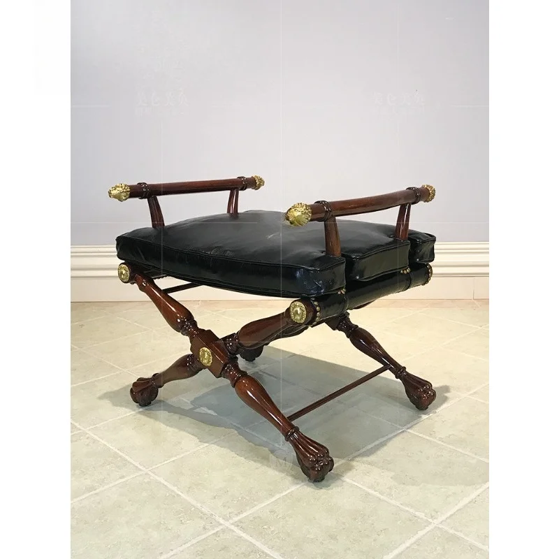 Alexander Lounge Chair English Dressing Stool Villa Mansion Furniture High-end Bedside Stool Black Chair