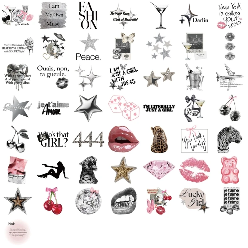  50Pcs Waterproof Aesthetic Sticker Scrapbooking Decorative Sticker for Notebook