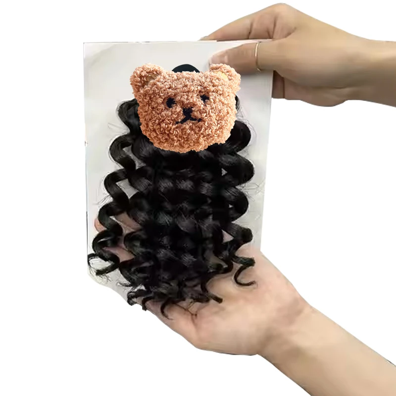 Paquete de 2/trenza de pelo para niños, varita de primavera, lazos para el pelo rizados para niñas, extensiones de cola de caballo, conjunto de accesorios para el cabello