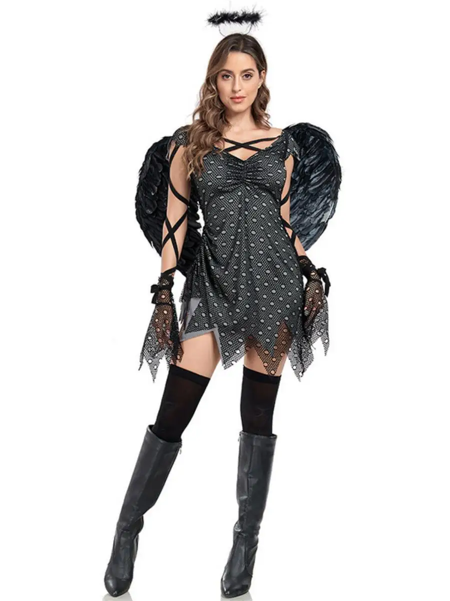 

Новый костюм на Хэллоуин Zombie Bla Angel Evil Ghost, национальный сценический наряд, orm Fem Model Faion, полиэстер