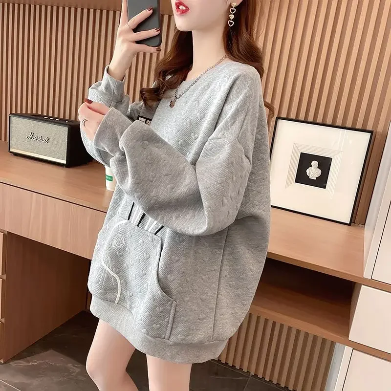 Sweat-shirt gris pour femme, pull coréen, manteau noir en Y, mode XXL, tendance Kpop Chester, extérieur, M assressenti, 2025, promotion