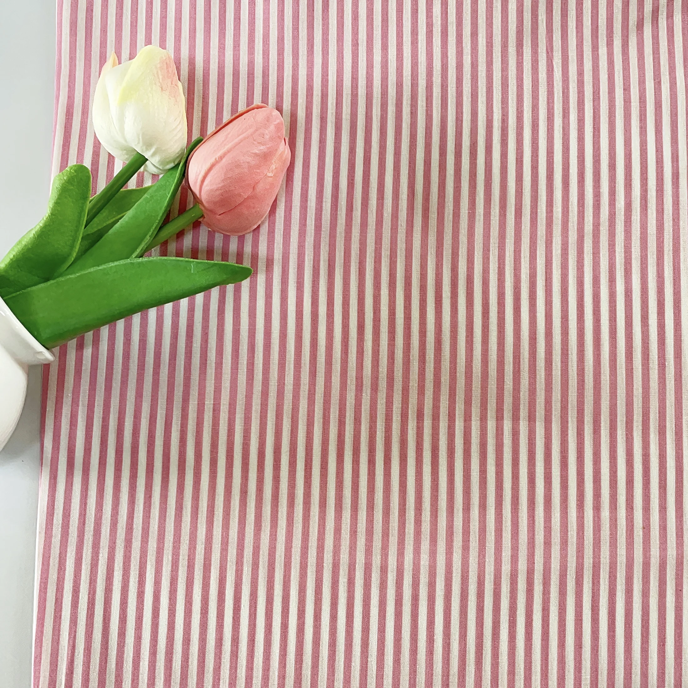 Pink Vertical Stripe 100% Cotton Fabric | Breathable Woven Cloth for Shirt Dress Home Textiles DIY Sewing Crafts 145cm Width