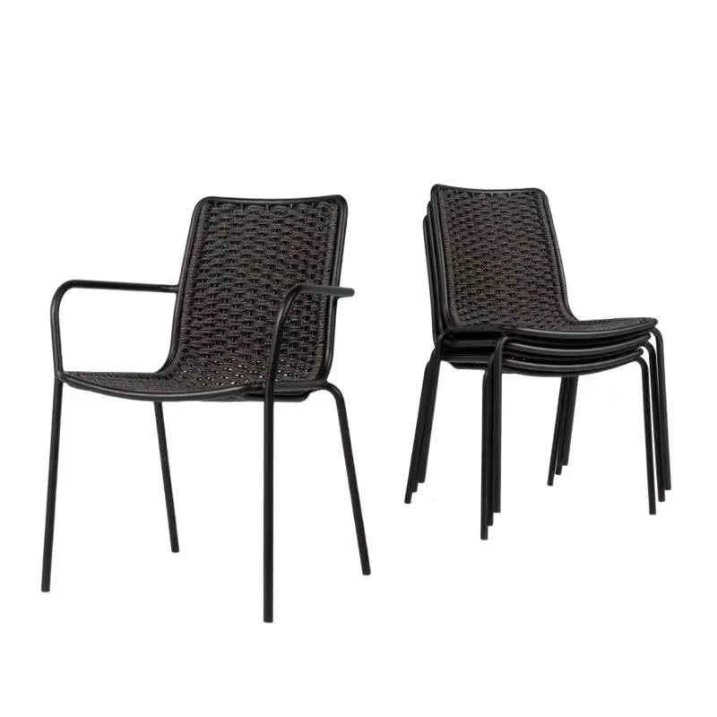 Nordic outdoor tables and chairs leisure courtyard waterproof waterproof dining chair model house homestay garden rattan furnitu