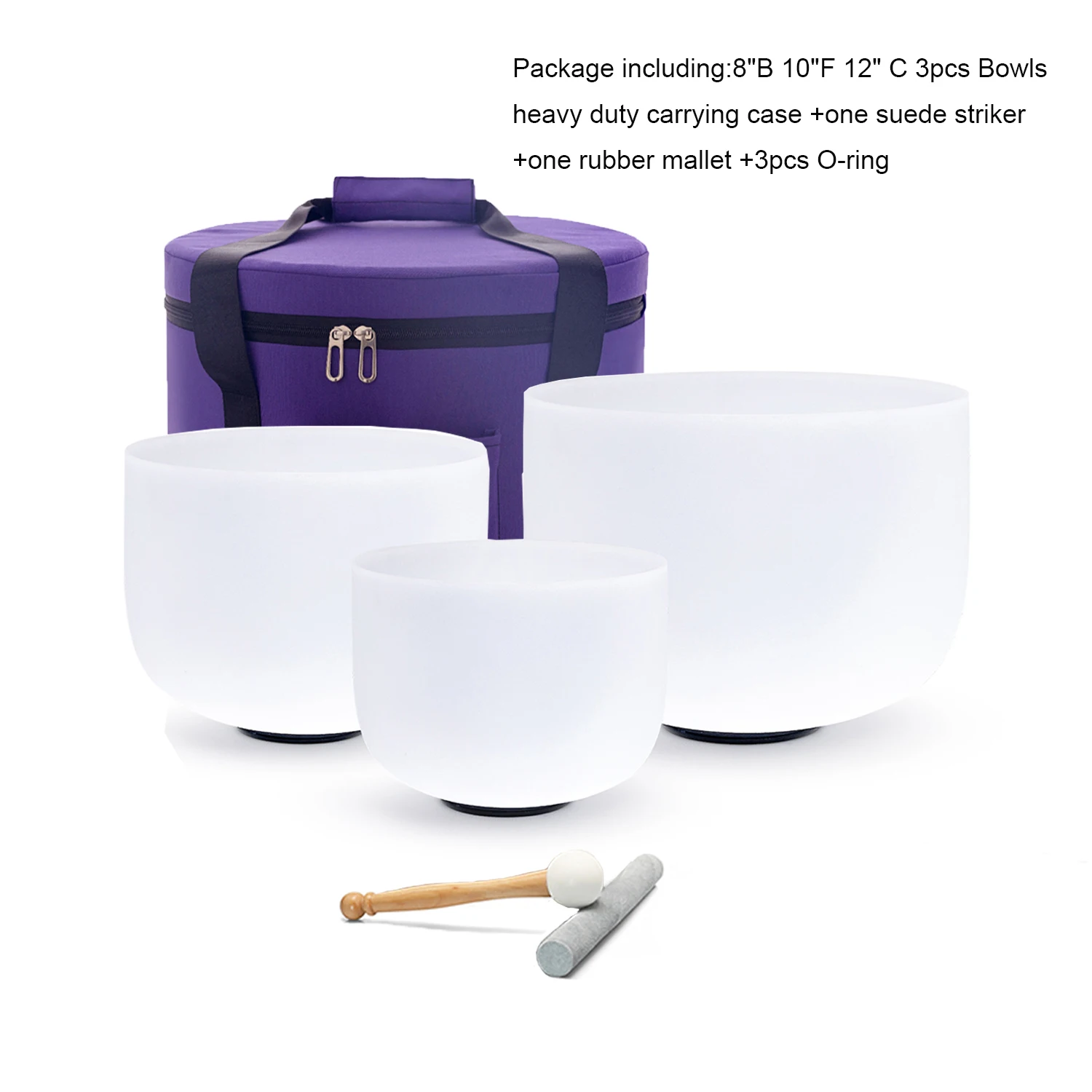 Hye-eun 3PCS Crystal Singing Bowl Set 432Hz/440hz 8-12 inch 8\