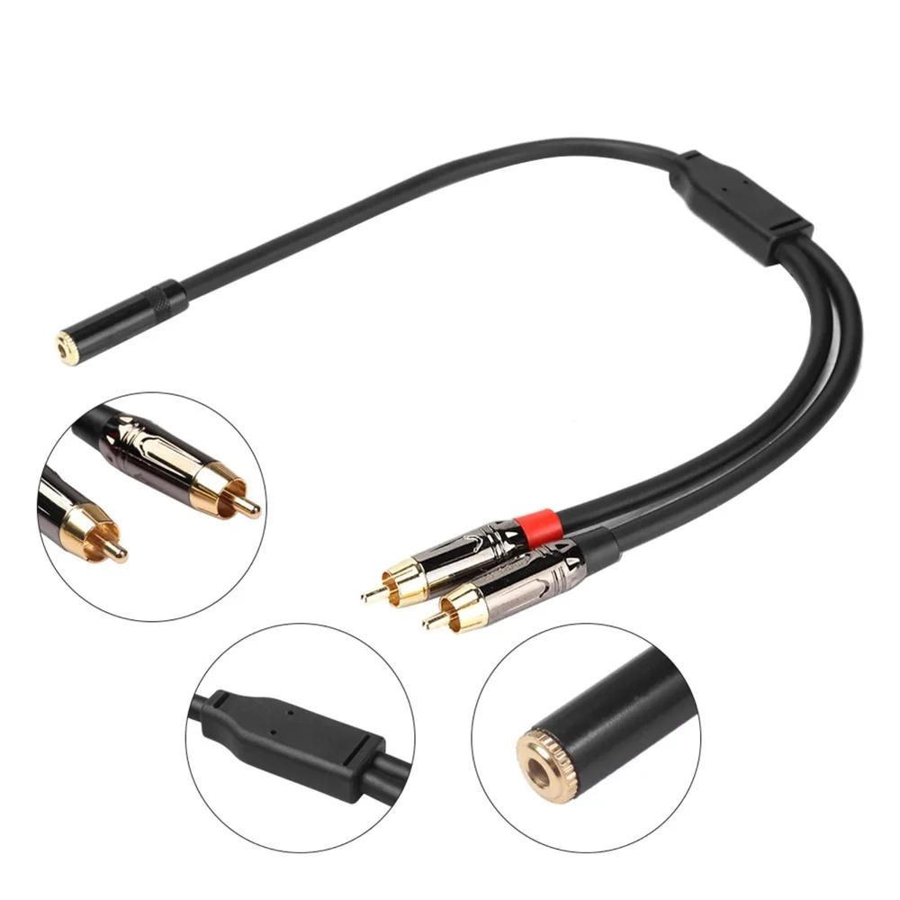 Oxygen Free Copper Conductor 3.5mm Female Stereo to 2RCA Male 30cm / 11.8in HIFI Audio Cable 24AWG Y Adapter Cable Amplifiers