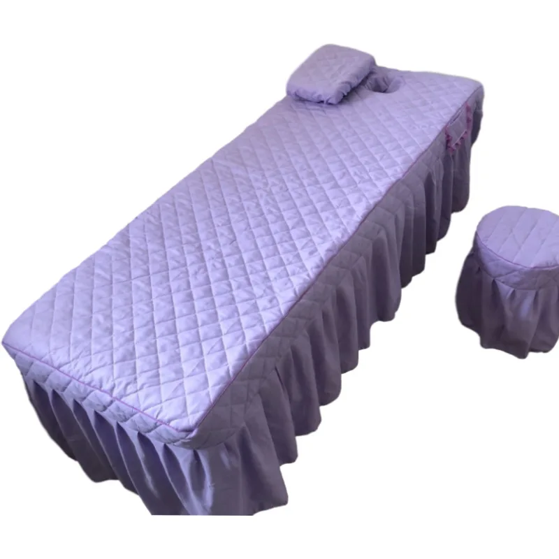 1pcs Massage Bed Cover +Pillowcase for Beauty Salon Table Bed Sheet Skin-Friendly Massage SPA Bedskirt Colchas with Hole