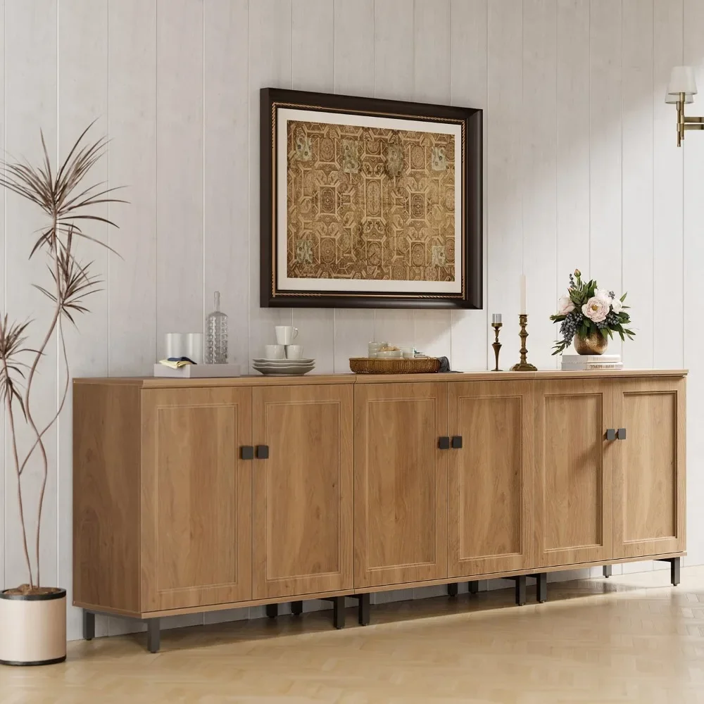 Aparador Buffet, mueble de almacenamiento moderno 3 en 1 con estantes ajustables para cocina, cafetería, sala de estar