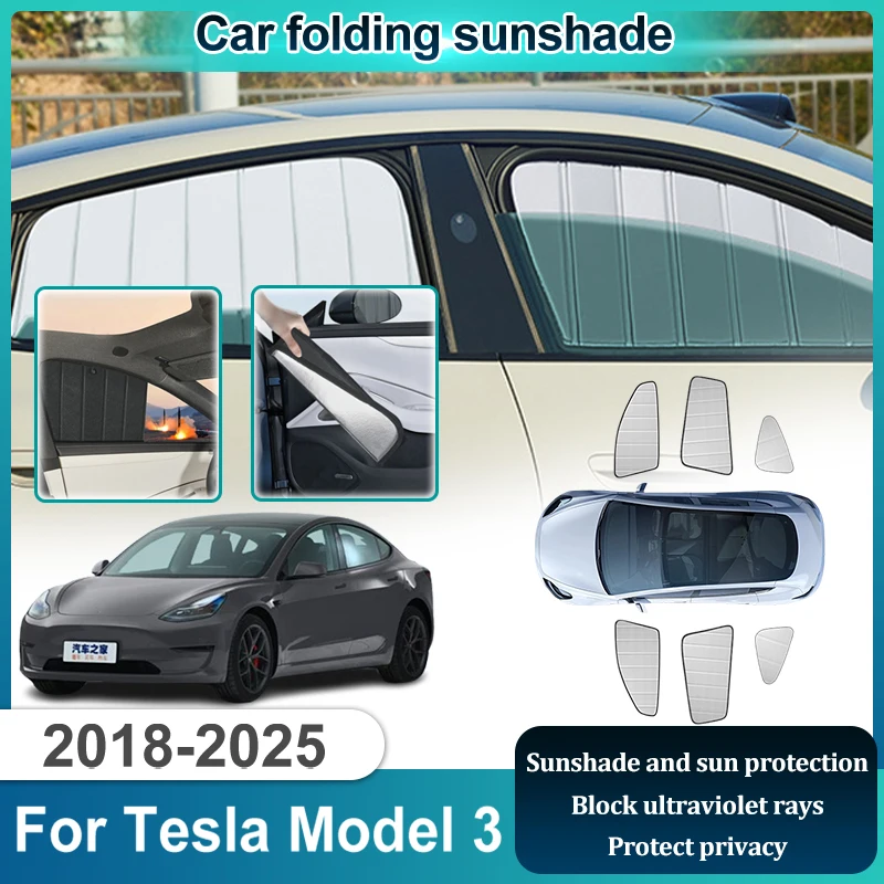 

Car Foldable Sunshades For Tesla Model3 Accessories Model 3 2020 2021 2018-2025 Side Window Shaby Sun Visors Sunshade Auto Tools