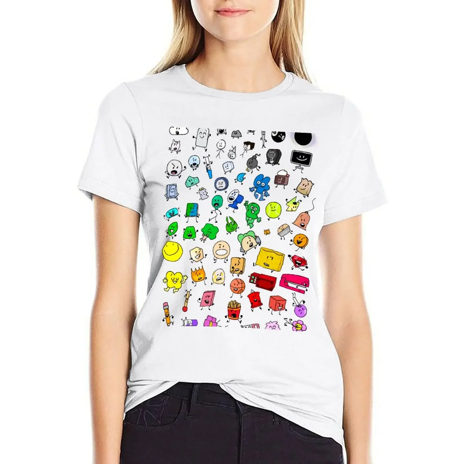 

BFDI All Characters (Transparent) T-shirt cute clothes Aesthetic clothing oversized t shirt Women