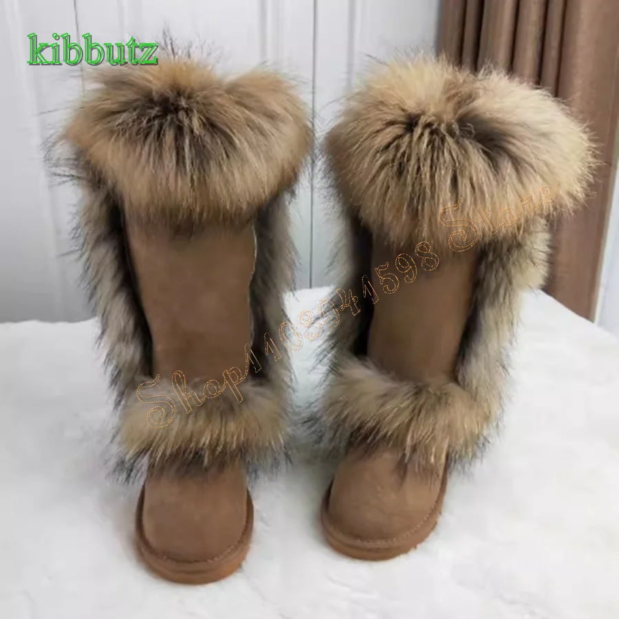 Winter Furry Warm Snow Boots,Round Toe Non Slip Knee High Boots Camping Party Women Boots Plus Size 2024 New Zapatos Para Mujere