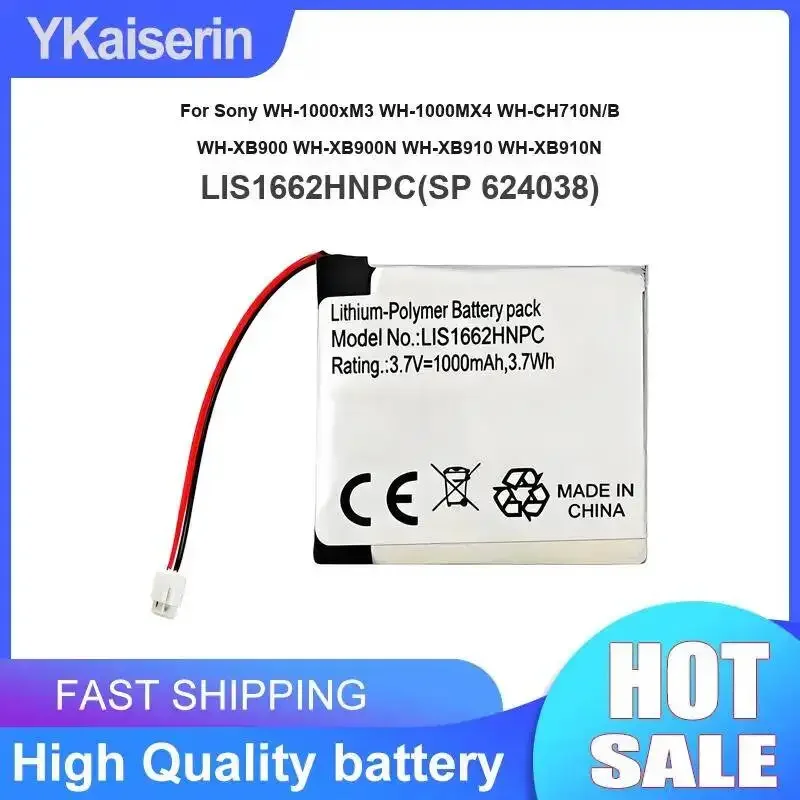 Battery LIS1662HNPC SP 624038 1000mAh For Sony WH-1000xM3 WH-1000MX4 WH-CH710N B WH-XB900 WH-XB900N WH-XB910 WH-XB910N