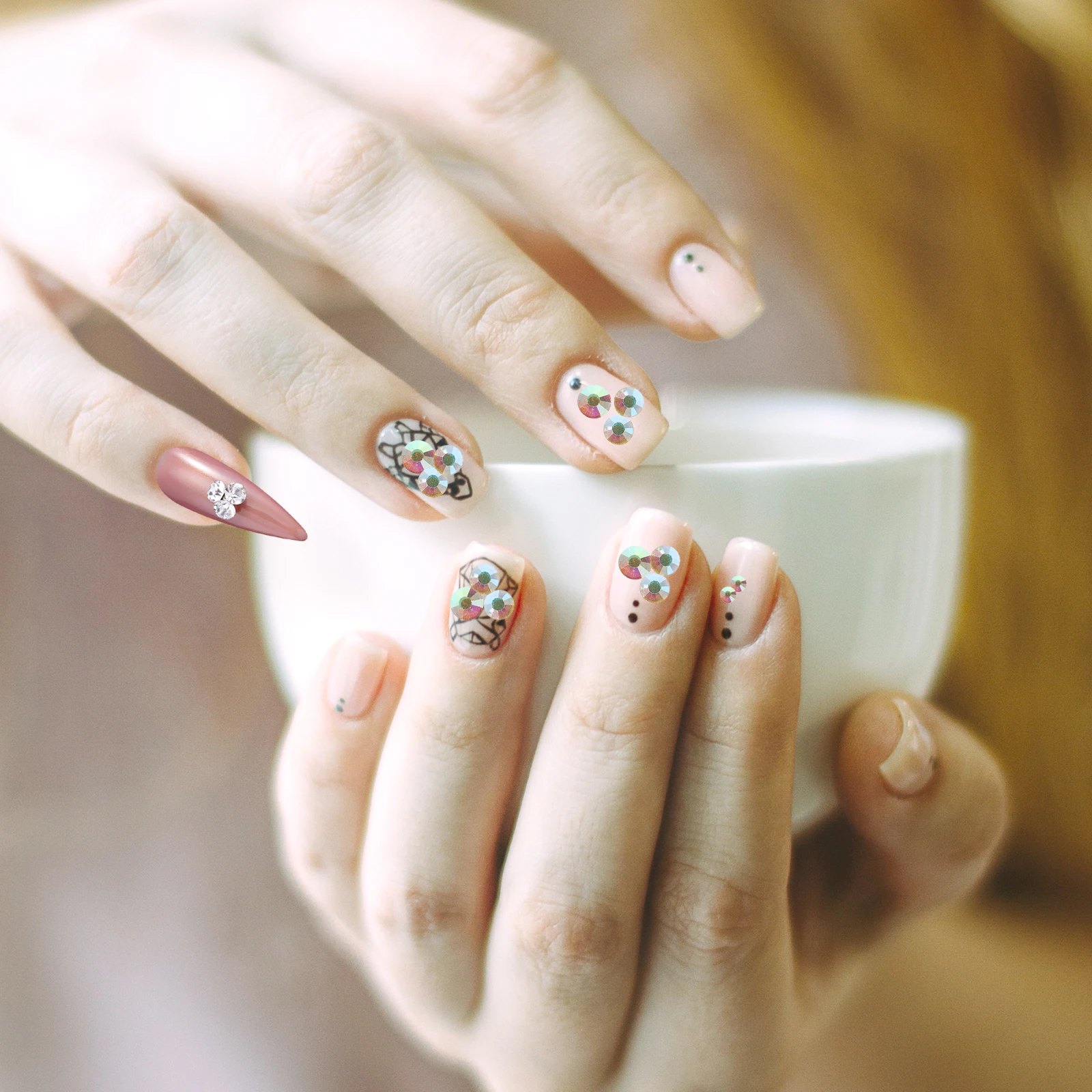 

1 Box Waterfall Rhinestone Nail Art Tips Shiny Diy Manicure Decor Flatback Gems For Nails Phone Case Resin Crafts