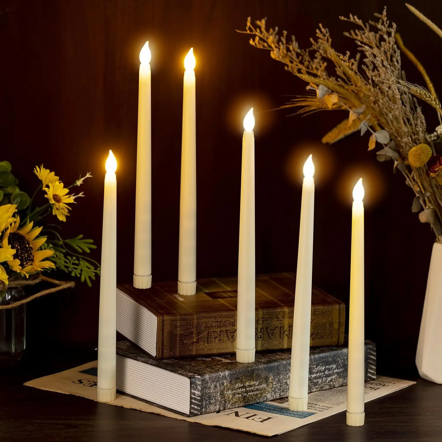 شموع عديمة اللهب تعمل بالبطارية أضواء شموع كبيرة LED ضوء دافئ مصابيح شمعة للمنزل عيد الميلاد حفلة الهالوين الديكور