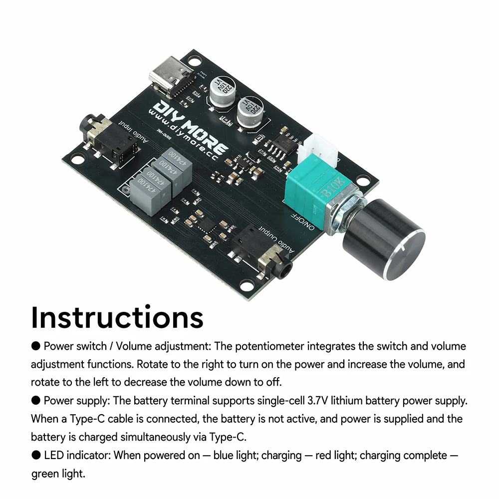 Kopfhörerverstärkerplatine MAX97220 mit 3,5-mm-Kopfhörerschutz ALPS-Potentiometer – Detail 9
