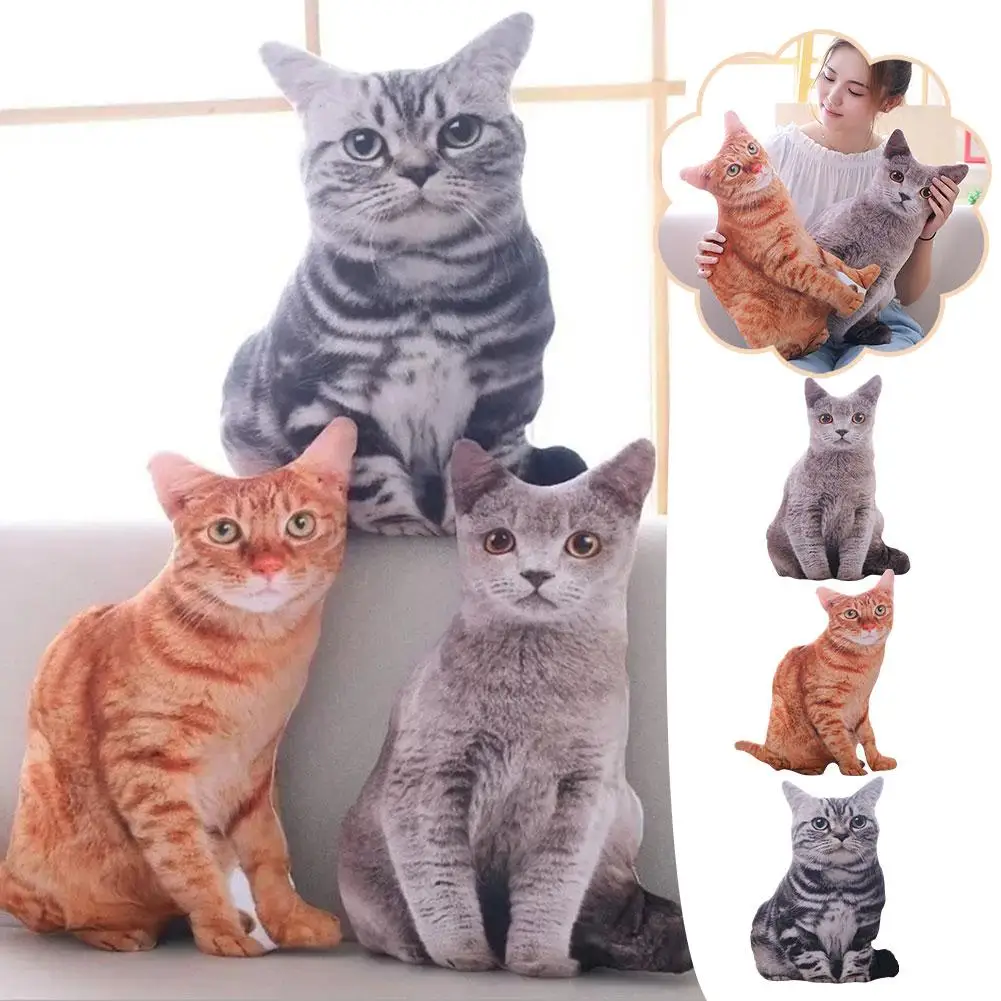 Simulated 3D Cat Stuffed Pillows Doll Plush Toy Strange Knowledge Cat Sand Sculpture Funny Cat Doll For Children Birthday G J7C3