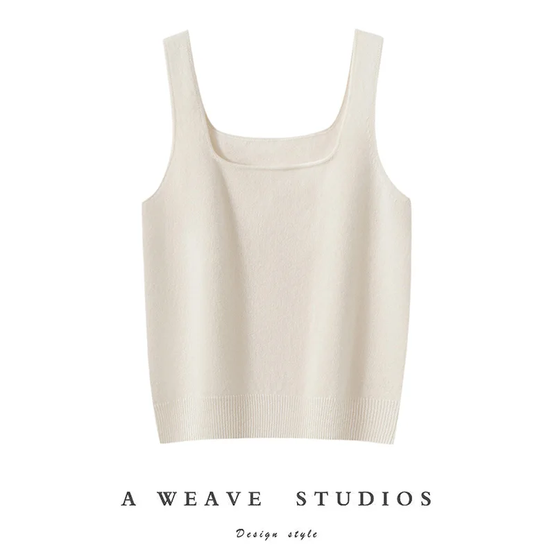 

New Chic Women's 100% Cashmere Waistcoat Simple Style U-neck Sleeveless Pullover Sweater Autumn Winter Cashmere Knit Vest Tops
