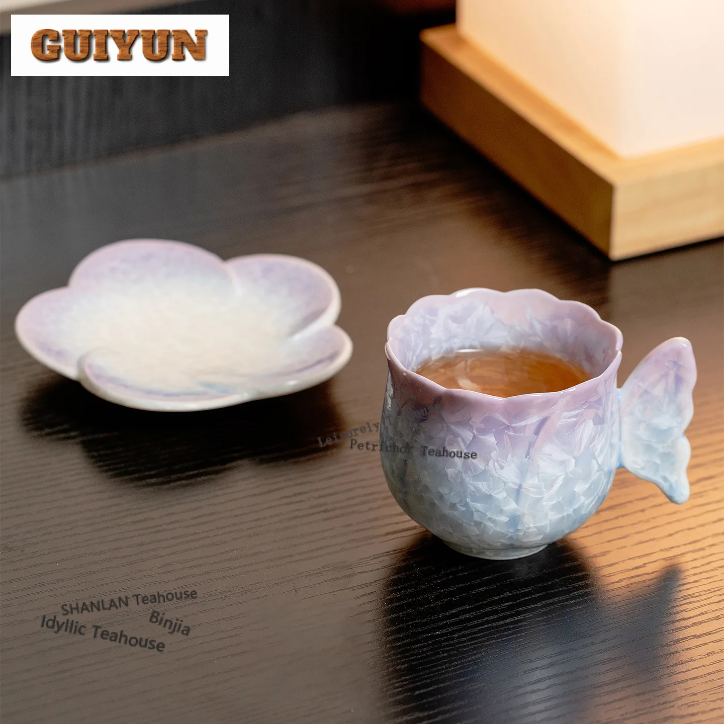 80ml Crystal Glaze Kiln Fambe Purple Teacup Zen Tea Bowl Mug Tea-tasting Smelling Cup Chazhan Master Cups Teaware With Coaster