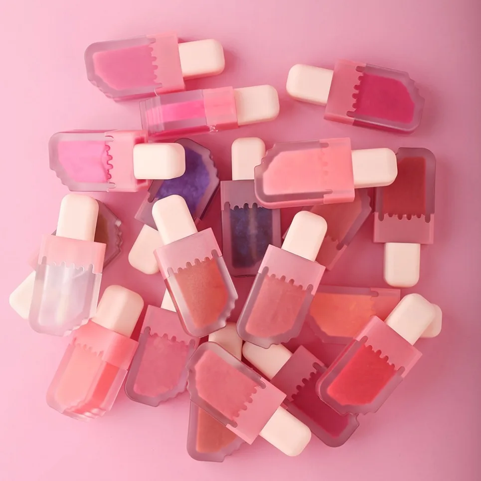 Vegan Lip Gloss Private Label Ice Cream Tint High Shine Moisturizing Lipstick With Fine Glitter Makeup Custom Logo Wholesale