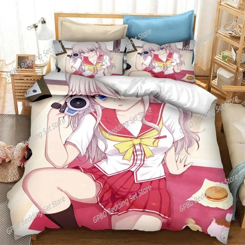 

Charlotte Anime Nao Tomori 3D Bedding Set Duvet Cover Pillowcases Single Twin Full Queen King Size Home Decor Quilt Boys Gift