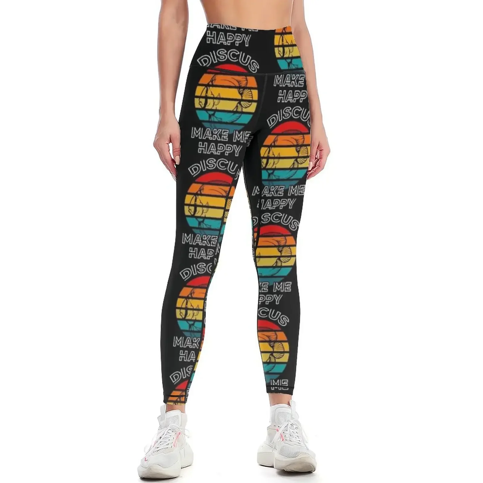 

Discus Fish Make Me Happy Retro Sunset Leggings sports for push up legging pants raises butt high waist Womens Leggings
