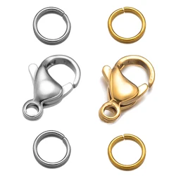 20Sets Stainless Steel Lobster Clasp with Jump Rings For Bracelet Necklace Chains DIY Jewelry Making Findings Supplies No Fade