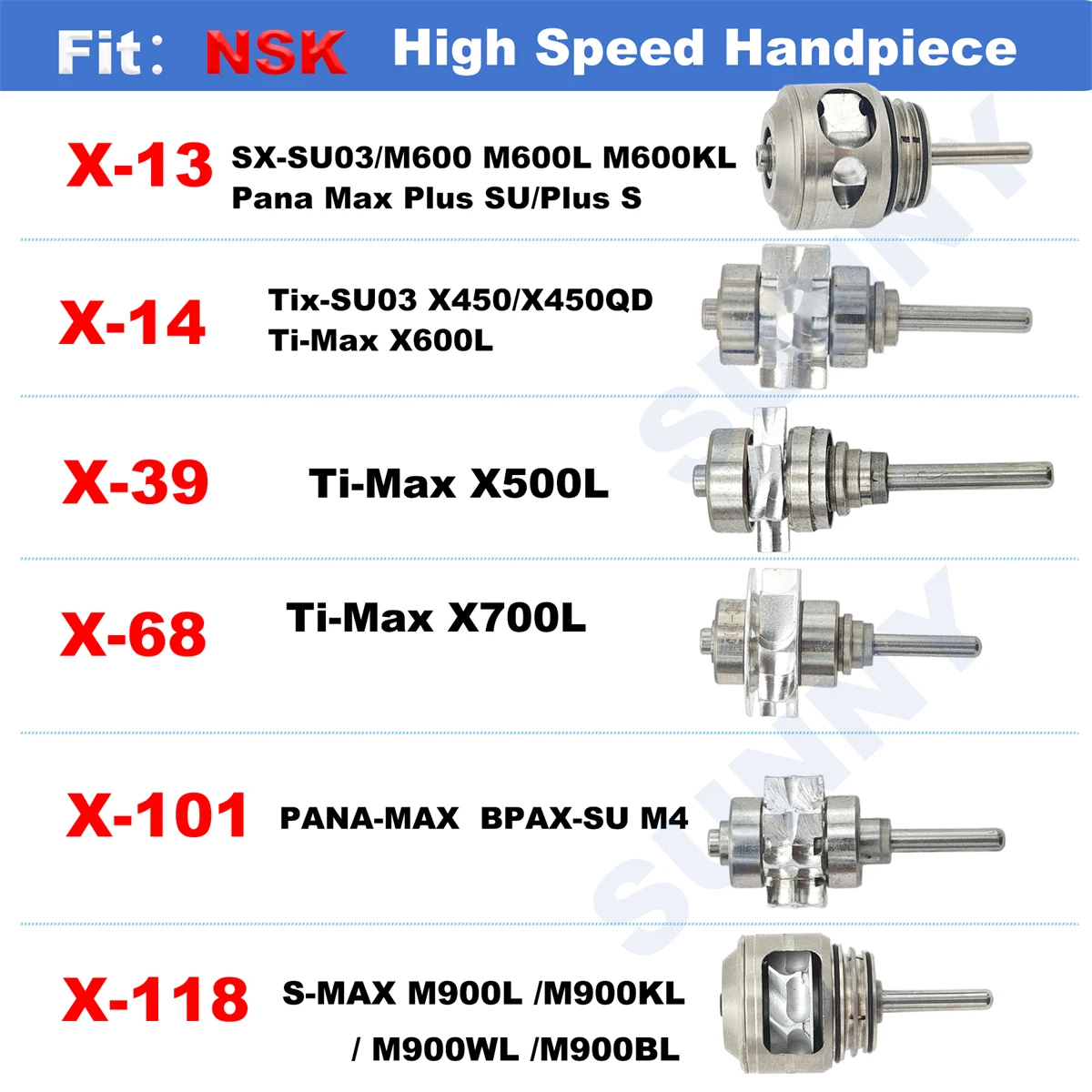 Dental Turbine Cartridge Air Rotor For NSK PAX-SU03/MAX-SU PAX-TU03/MAX-TU High Speed Handpiece Accessories