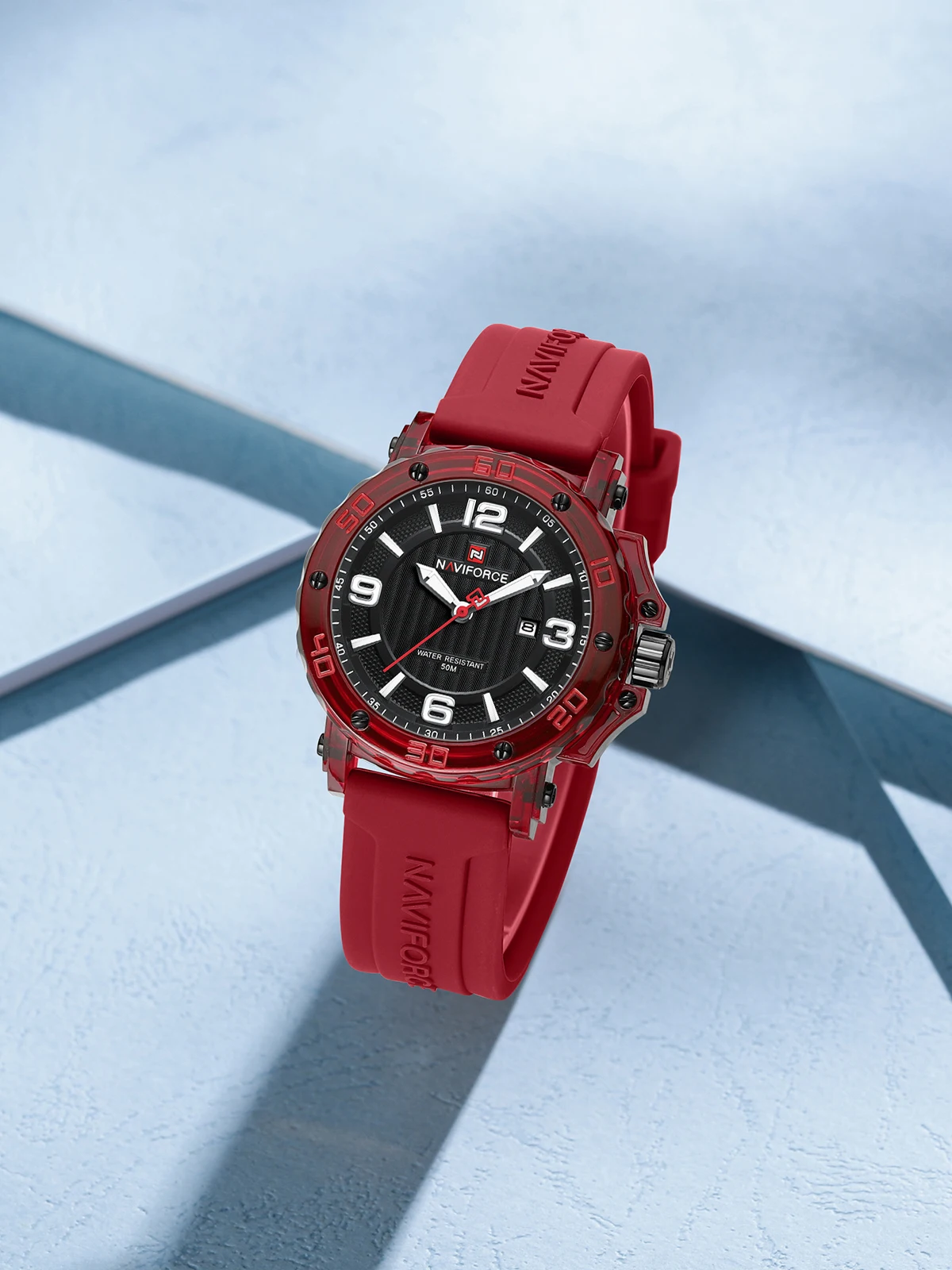 NAVIFORCE NF7125 Jam Tangan Kuarsa Wanita Modis Jam Tangan Olahraga Modis Tali Silikon Tahan Air Bercahaya untuk Wanita