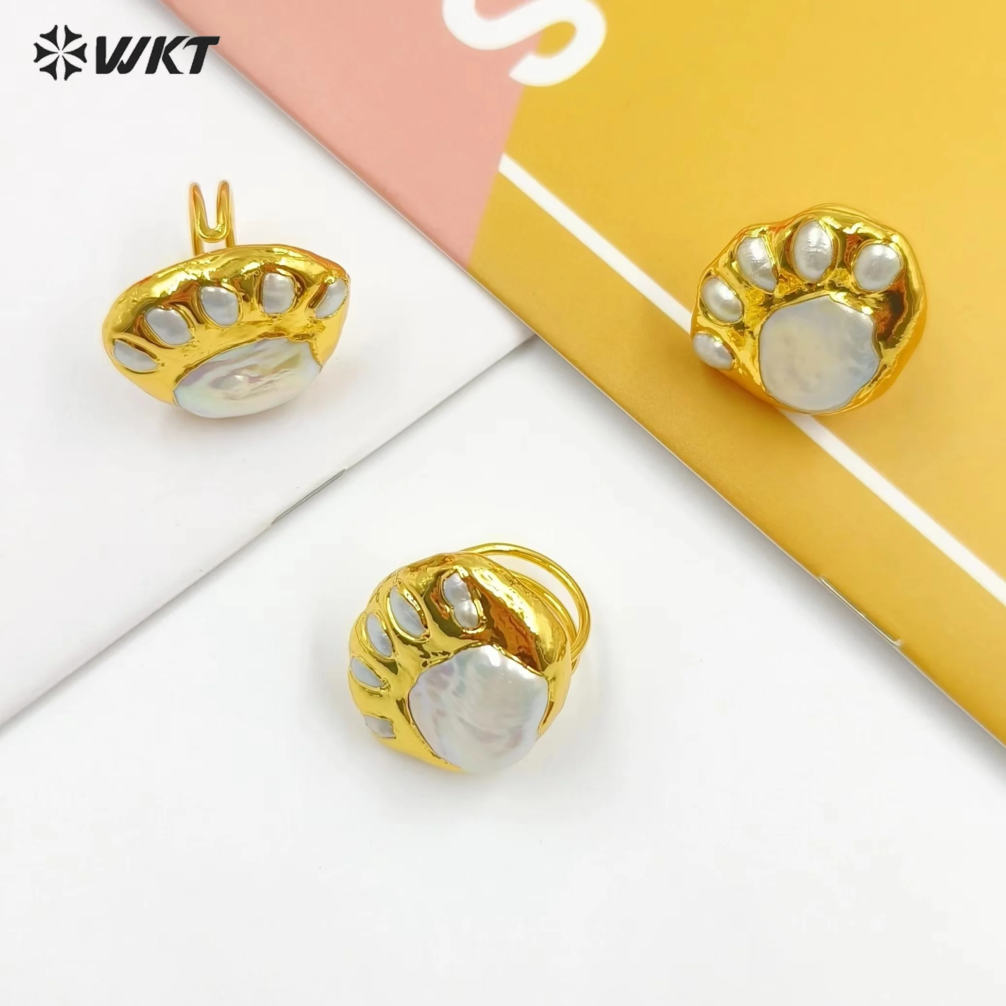 

WT-MPR072 WKT 2025 НОВЫЙ SAlE пресноводный жемчуг позолоченные свадебные кольца аксессуары изысканные аксессуары ГОРЯЧИЕ