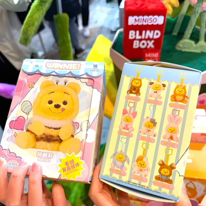 حقيقية منتجات Miniso مؤذ الدب الصغير حفلة مفاجأة صندوق أعمى الفينيل حقيبة قطيفة قلادة اكسسوارات العصرية اللعب الهدايا