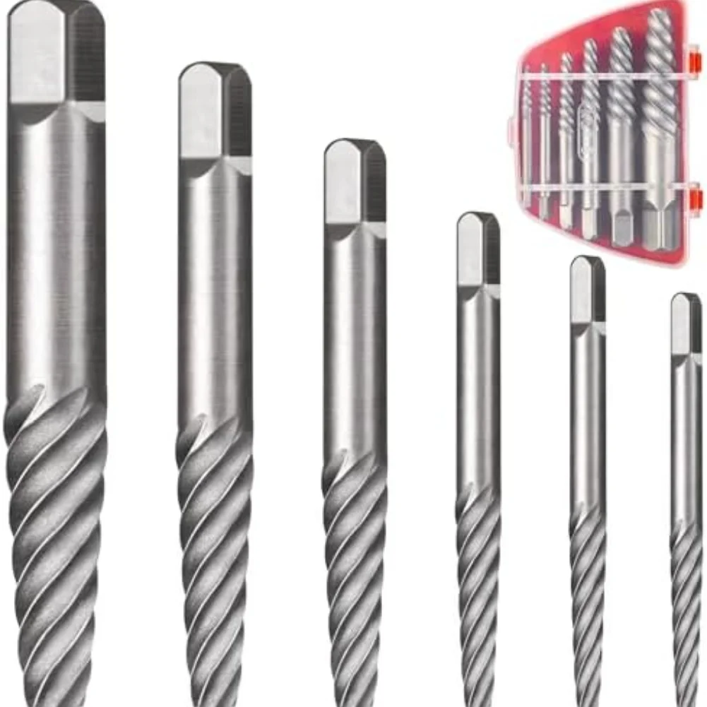 

6 Pcs Broken Wire Extractor Water Pipe Spiral Screw Extractor Set Removing Broken Bolts Damaged Screw Head Removal Tool